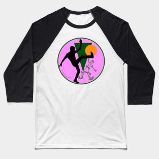 80s 90s Fido Dido Round Geometric Graphic Design | Pink & Green Colors Cartoon on the Famous Liquor Baseball T-Shirt